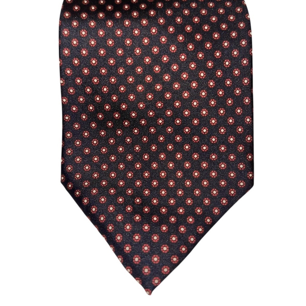 NWT Vintage Bert Pulitzer Mens Tie 100% Silk Black w/ Red Medallion 57x3.5” USA
